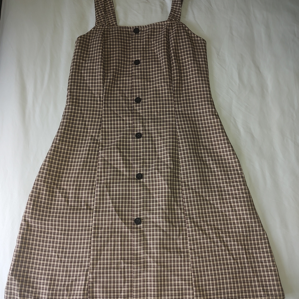 ROMWE Brown Checkered Midi Dress